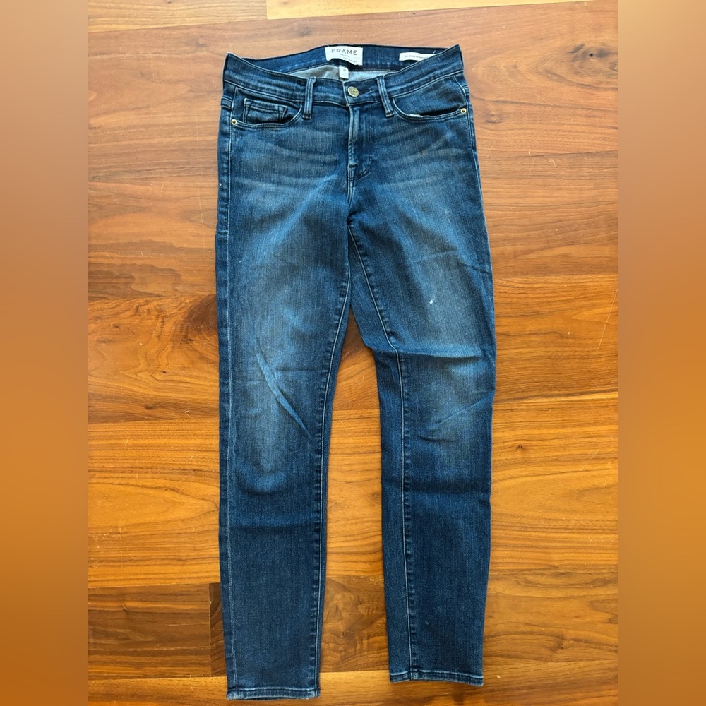 FRAME Denim Mid-Rise Skinny Jeans Ankle Length | Size: 27